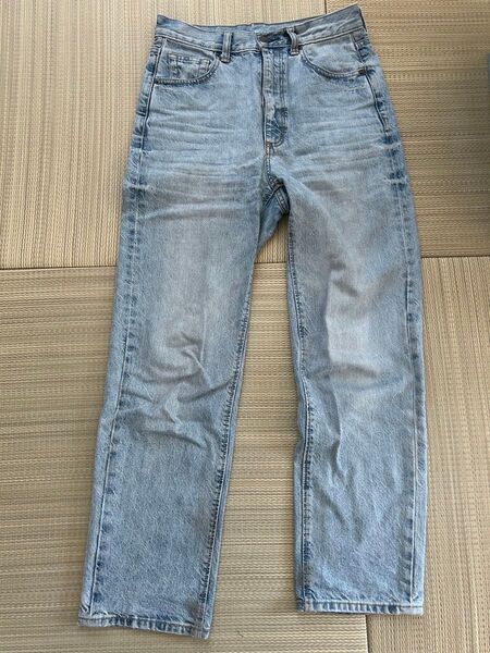 GU デニム ハイウエストストレートジーンズ ブルー M