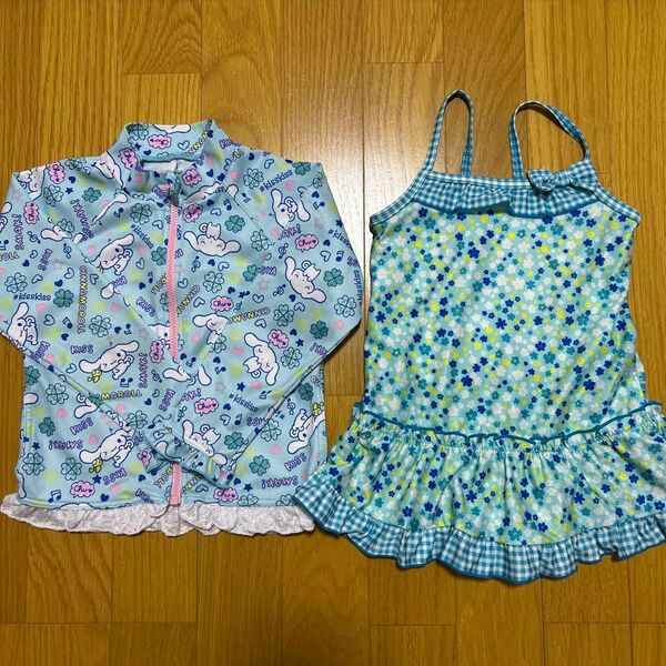 女の子 ワンピース水着 ラッシュガード シナモロール セット 100cm