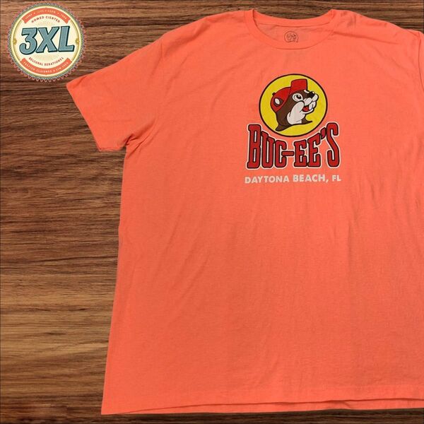 【US古着】バッキーズ サーモンピンク 3XL 企業物 カンパニー Tシャツ 半袖 プリント メンズ レディース