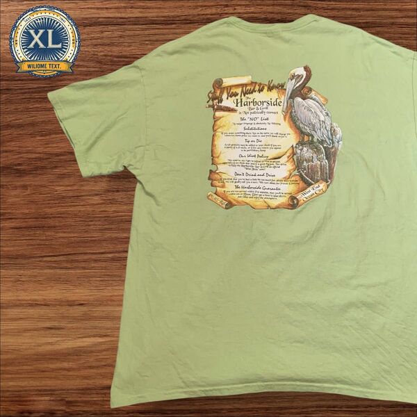 【セール!! US古着】ギルダン ライムグリーン XL アニマル 鳥 Tシャツ 半袖 プリント メンズ レディース