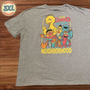 【US古着】セサミストリート グレー 3XL キャラクター物 Tシャツ 半袖 プリント メンズ レディース