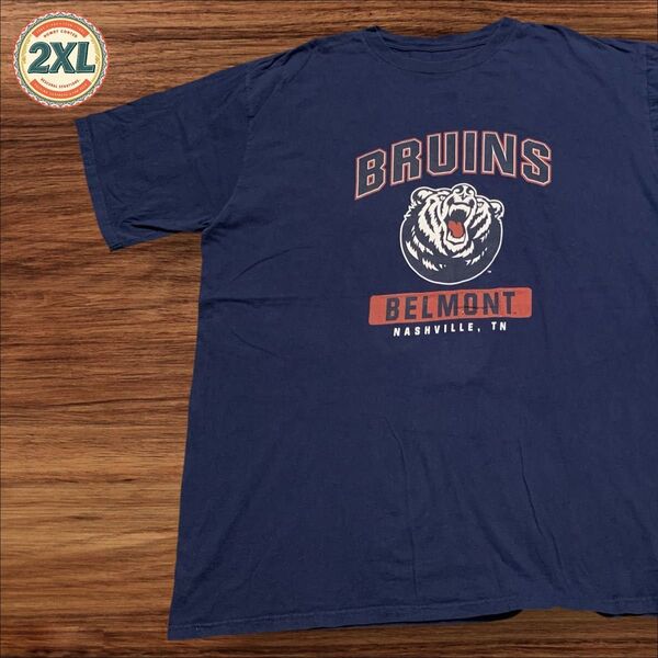 【US古着】BRUINS ネイビー 2XL アニマル クマ Tシャツ 半袖 プリント メンズ レディース