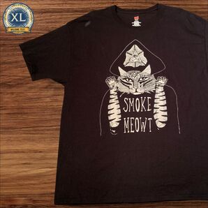 【セール!! US古着】ブラック XL アニマル ネコ Tシャツ 半袖 プリント メンズ レディース