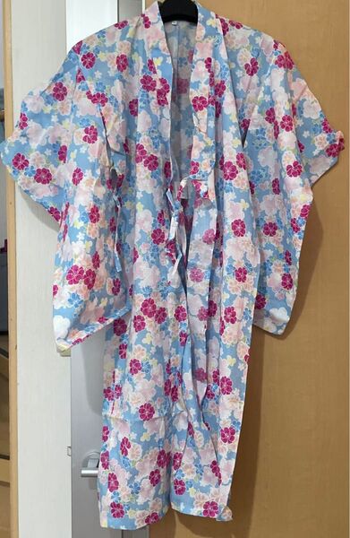 子供用 花柄浴衣 水色 ピンク キッズ 130センチ