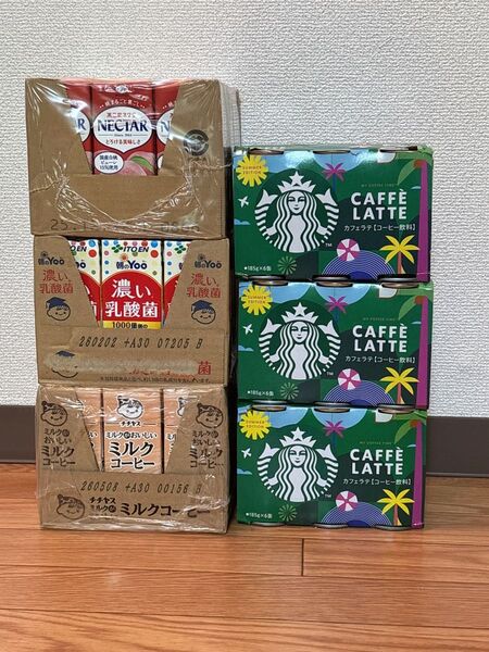 不二家 ピーチネクター 濃い乳酸菌 ミルクコーヒー スタバ スターバックスコーヒー 54本セット まとめ売り