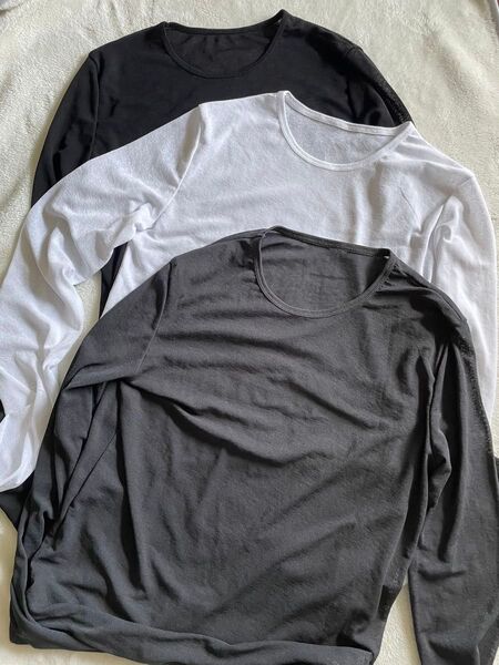 長袖シアーTシャツ 3枚セット 白黒グレー まとめ売り ダークエンジェル