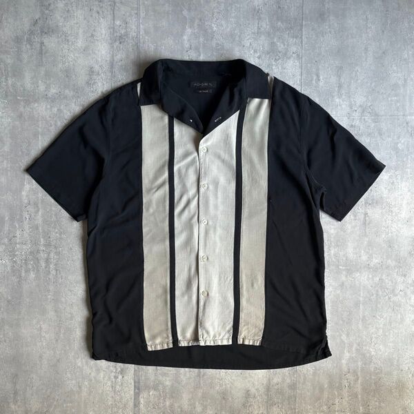 【90s vintage】開襟シャツ シルクシャツ シルク99% ロカビリー 無地 60s 50s 古着
