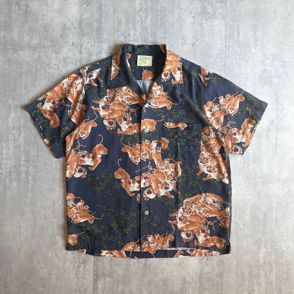 【90s vintage】百虎 半袖シャツ レーヨン100% 東洋エンタープライズ アメカジ 古着