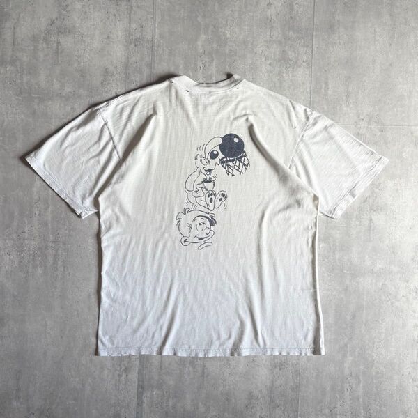 【90s vintage】Tシャツ ボロT カートゥーン バスケ 短丈 ボックスシルエット U.S. YFFINIAC 古着