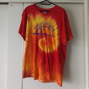 稀少 US古着 cabo fish taco 半袖Tシャツ タイダイ 赤系 Lサイズ カボフィッシュタコス メキシコ mexico