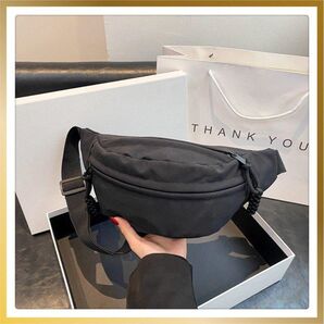 ボディバッグ ウエストポーチ 男女兼用 ショルダーバック ブラック 黒 大容量