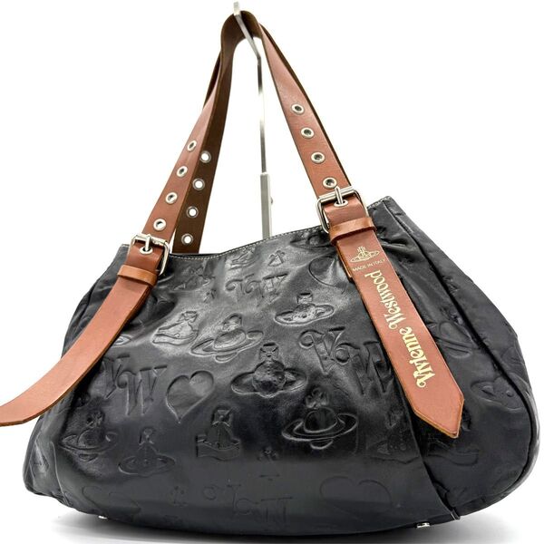 ★入手困難★Vivienne Westwood ヴィヴィアンウエストウッド 総柄 オーブ型押し ハート トートバッグ 肩掛け