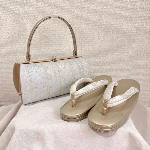 金襴生地 草履バッグセット - 和装バッグ 和装小物 草履 草履セット