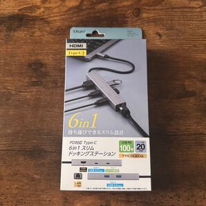 新品未開封 ナカバヤシ Digio2 PD対応 USB Type-C 6in1 スリムドッキングステーション UD-C07SL
