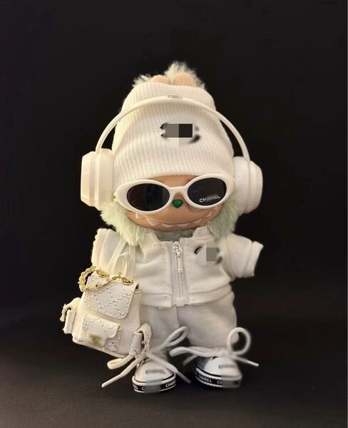 ラブブ labubu ぬいぐるみ服着せ替え服 豪華7点セット ヘッドホン、バッグ付き ぬい服 かこいい