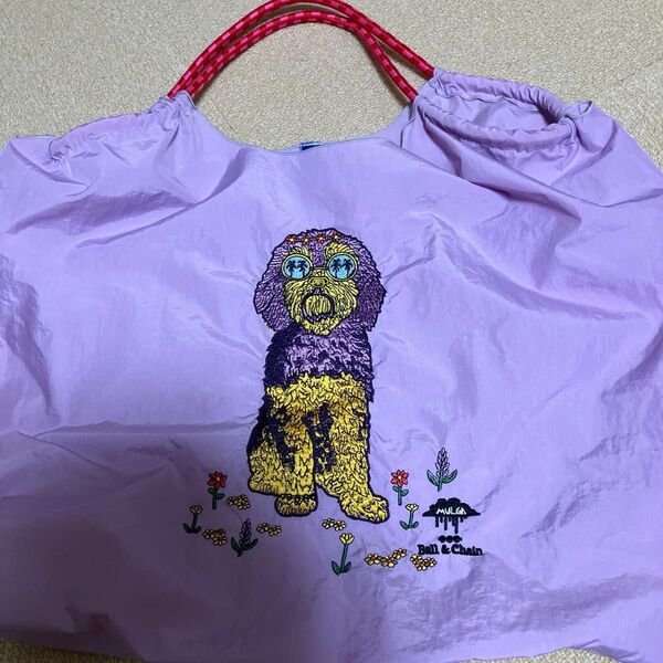 Ball&Chain ボールアンドチェーン エコバッグ パープル MULGA JUNO 犬 DOG モルガ ジュノ Lサイズ 刺繍