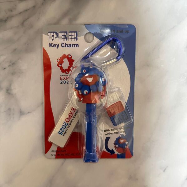 値下げ不可◆ 大阪関西万博 ミャクミャク PEZ ペッツ カラビナ付きキーホルダー 青