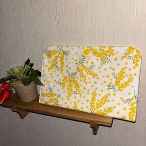 再販 数量限定 ミモザ ペッタンコポーチ ハンドメイド