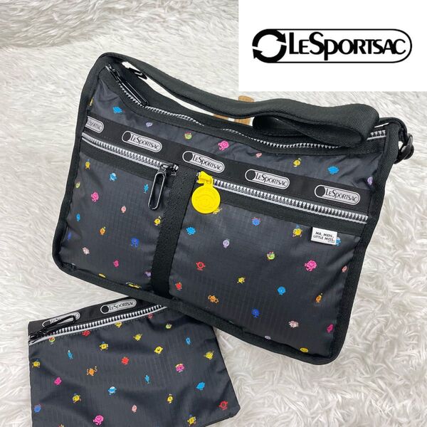 未使用級 レスポートサック ハッピーランド ミスターメンリトルミス ショルダーバッグ 総柄 LeSportsac