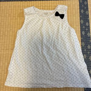 西松屋 女児 ノースリーブトップス 130 ドット柄 リボン