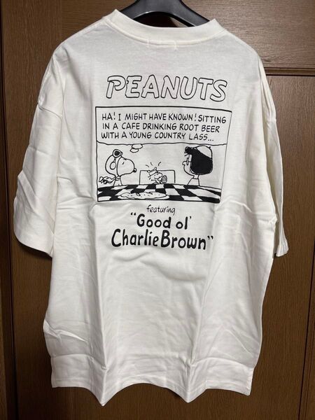 【PEANUTS公式】スヌーピー Tシャツ LLサイズ★人気のコミック柄★オフホワイト スヌーピー 半袖Tシャツ