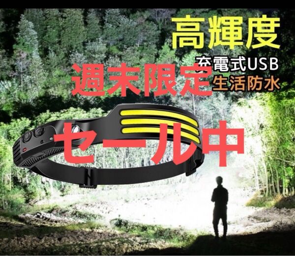 【週末限定セール】ヘッドライト 充電式 登山 LED USB type-c キャンプ 釣り 夜釣