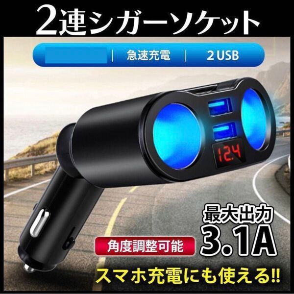 2連 USB 電圧 急速充電 12V 24V シガーソケット 車 充電器