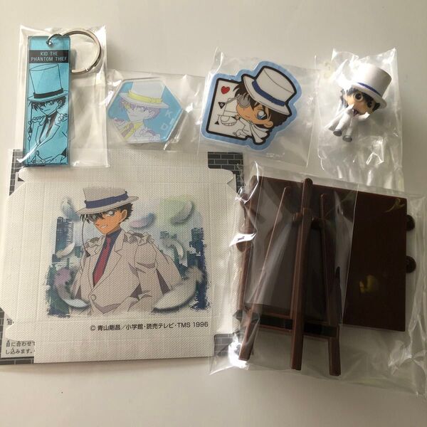 名探偵コナン/怪盗キッド5点セット ミニキャンバスアート、キーホルダー、マグネット、クリップバッジ、ならぶんです ガチャ景品他