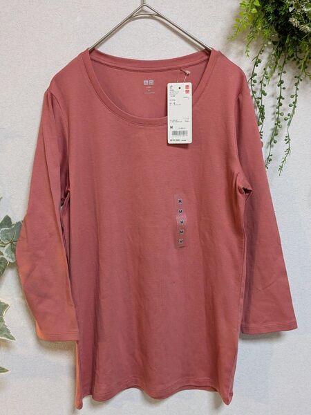 ユニクロ 七分袖Tシャツ ピンク M 未使用