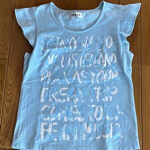 i IMAGE 袖なしフリルTシャツ 水色 レディース フィットネス ヨガウェア