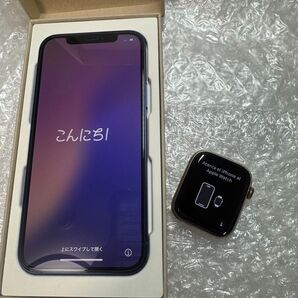 iPhone12 256GB Applecare交換品 AppleWatch8ゴールドステンレス 45mm セット