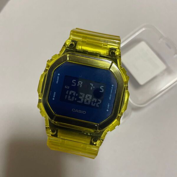 DW-5600SB-2JF ベルベゼ交換品 G-SHOCK イエロー スケルトン 青文字盤 スピード クリア カスタム パーツ