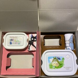 ★未使用 ジブリ フードコンテナーSS 魔女の宅急便 1× M となりのトトロ 1× おしぼり2枚 セット スケーター 保存容器
