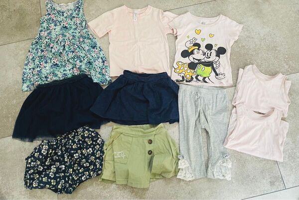 女の子 子供服 100cm 夏用 まとめ売り 10着セット 肌着、Tシャツ、ショートパンツ、ワンピース