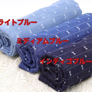 リボンハート デニム風 生地 ミディアムブルー デニム ハンドメイド 手作り はぎれ 手芸 布 ブルー系 布地 ガーリー