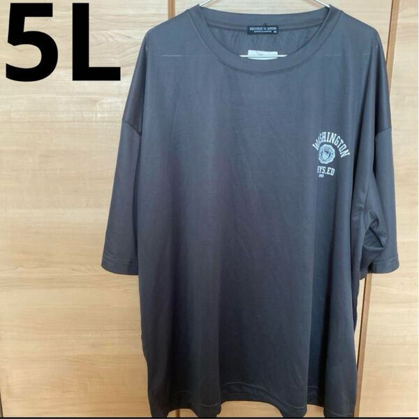 メンズ オーバーサイズ Tシャツ 5L 鼠色 英語 ストリート アメカジ