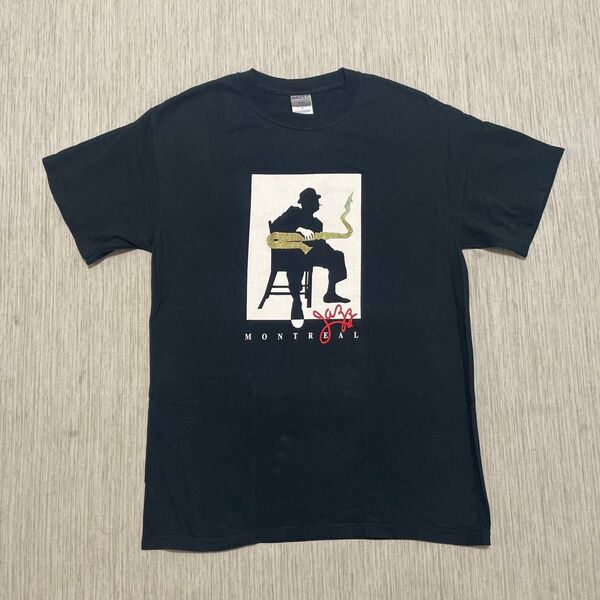 90s JAZZEEZ MONTREAL JAZZ モントリオール ジャズ Tシャツ 黒 ブラック 古着 vintage M&O