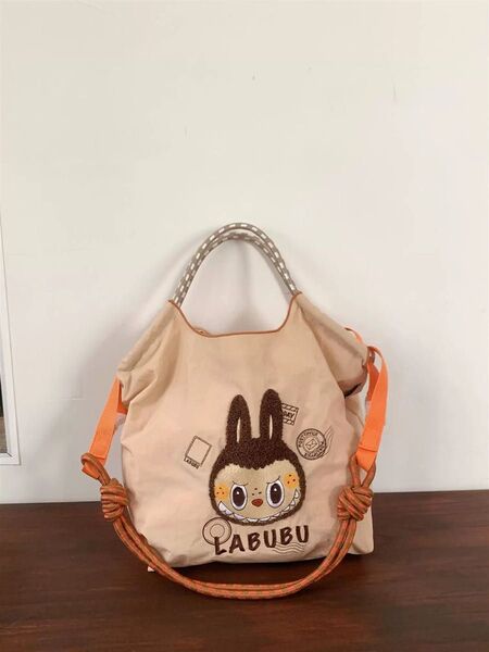 2025最新エコバッグ コンパクト買い物袋刺繍軽量折りたたみトートバッグMサイズ