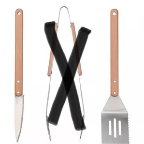 IKEA バーベキュー BBQ 調理器具 ステンレススチール ナイフ ヘラ(フライ返し) 2点セット 持ち手ビーチ材 42センチ