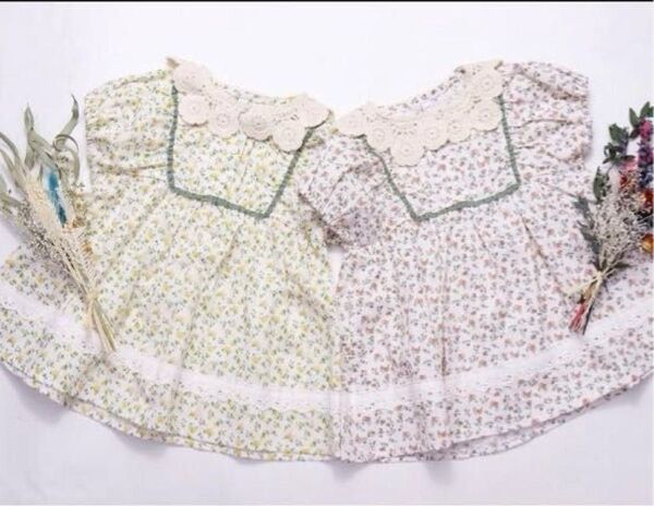 juo ジュオ 小花柄チュニックワンピース 100cm 子ども服 イエロー