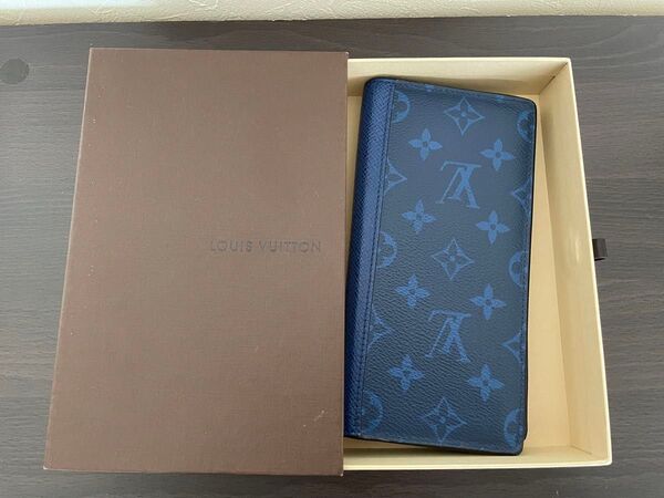 美品 LOUIS VUITTON ルイヴィトン 長財布 ポルト フォイユ ブラザ タイガラマ IC付き ブルー