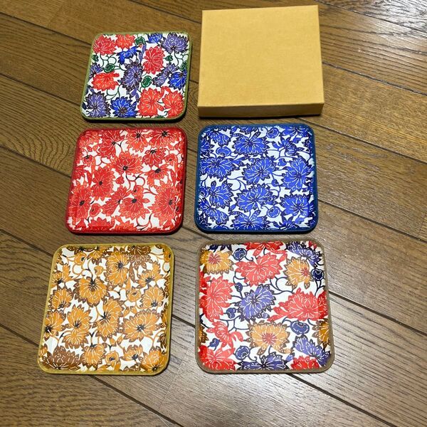 和風花柄・お菓子皿・コースター5枚セット 新品未使用