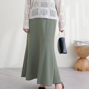 natural couture ストレッチカラーマーメイドスカート グリーン カーキ