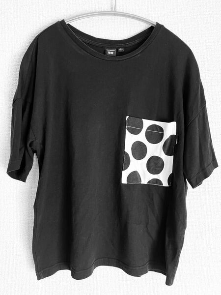 ユニクロ マリメッコ コラボ Tシャツ 水玉ポケット Mサイズ ブラック