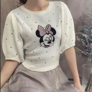 ルミネエスト新宿限定★ミニーちゃんバックリボンニット★Disneyコラボ商品★ 半袖ニット セーター