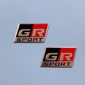 トヨタ TOYOTA GR gr スポーツ sport エンブレム 金属製 ステッカー シルバー 2枚セット、