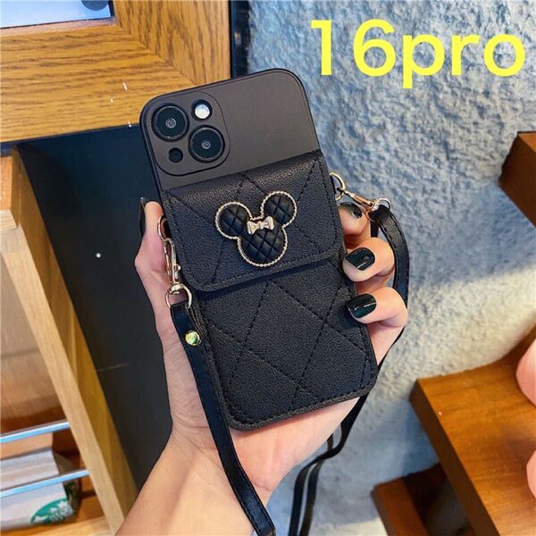 スマホケース iPhone16pro ショルダー付き カードケース付き 耐衝撃 可愛い おしゃれ スマホカバー 携帯スタンド