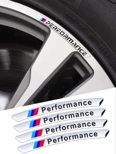 BMW bmw performance パフォーマンス ステッカー ホイールリムステッカー 車用品 アクセサリー シルバー4枚