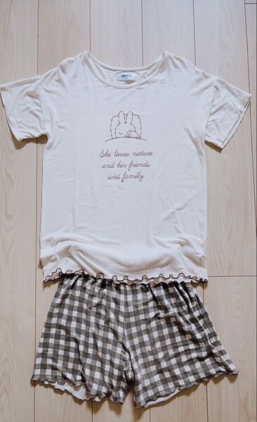 ミッフィー とろみパジャマ 半袖Tシャツ ルームウェア 上下 M レーヨン