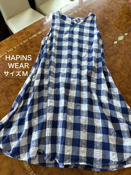 HAPiNS ワンピース ノースリーブ チェック ノースリーブワンピース
